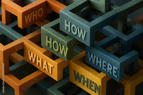 Fototapeta Exploring Questions: Who, What, How, Where, and When