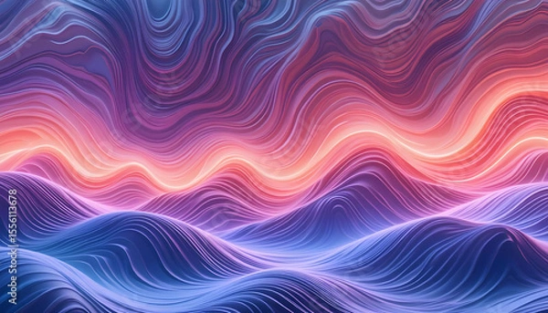 Obraz Abstract Wavy Lines in Soft Pastel Colors with Gradient Atmosphere