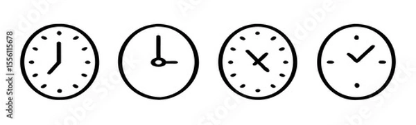 Fototapeta Clock icon set. Watch line icon, symbol. Vector wall clock 