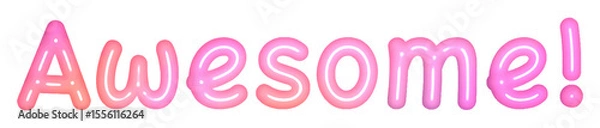 Fototapeta 3D Pink Awesome Text with Transparent Background