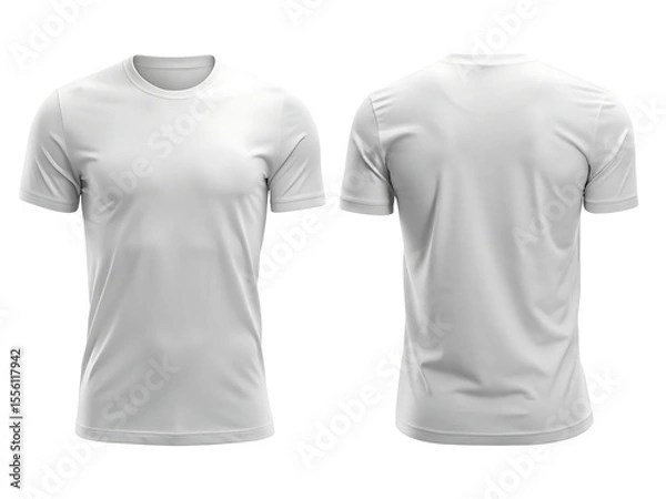 Fototapeta Isolated on white background, a white tshirt is shown from the front and back, showcasing its simple design