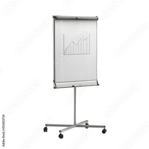Fototapeta Visualizing Growth: A simple flip chart with a line graph illustrates the trend of a growing chart. Demonstrating the simplicity of data visualization