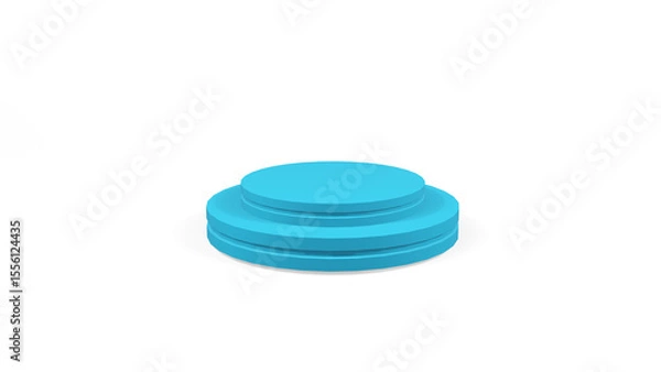 Fototapeta 3d blue pedestal podium mockup round shape for design and product presentation on white isolated background