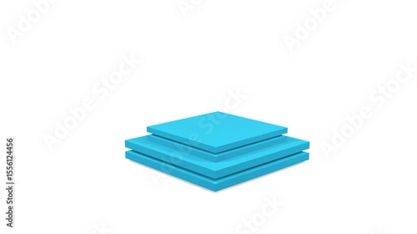 Fototapeta 3d blue pedestal podium mockup square shape for design and product presentation on white isolated background