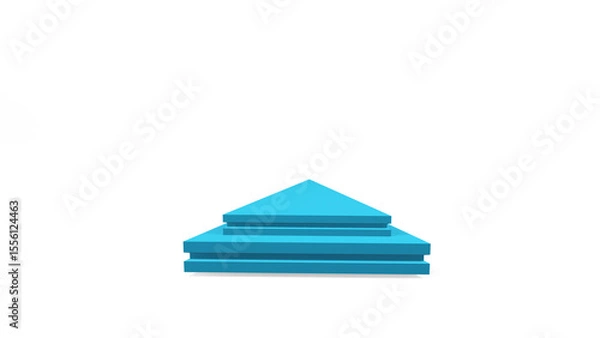 Fototapeta 3d blue pedestal podium mockup triangle shape for design and product presentation on white isolated background