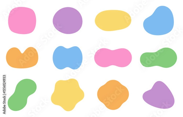 Fototapeta Colorful Fluid Blob Shapes – Flat Abstract Multicolor Design Set

