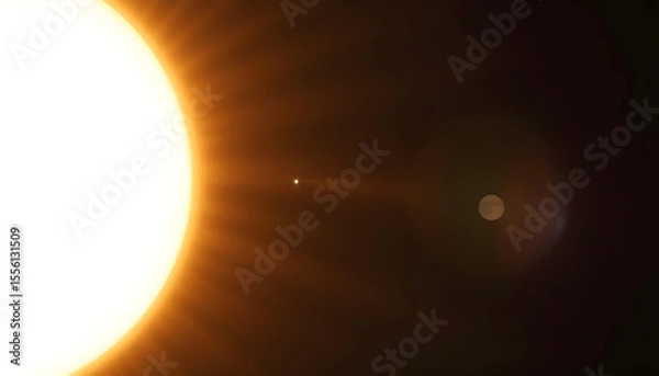 Obraz Celestial Bodies in Cosmic Space with Bright Star and Planets