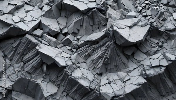 Obraz Abstract Textured Surface of Cracked Rocks in Monochrome Shades