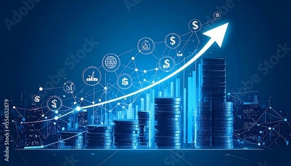 Obraz business graph with arrow on top