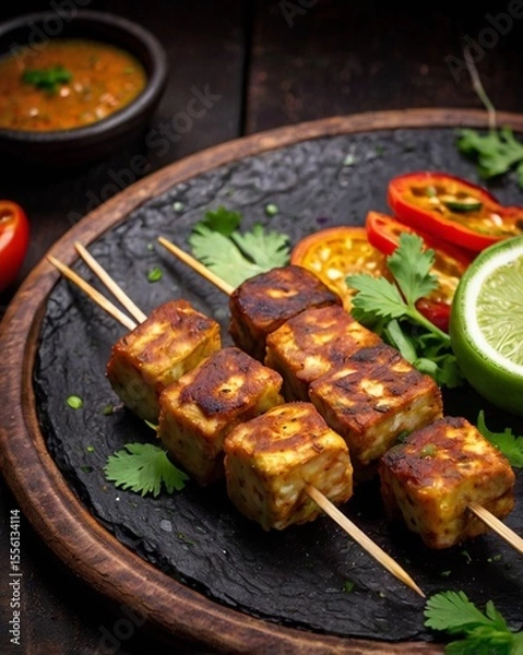 Obraz High-Resolution Stock Photo of Paneer Tikka – Authentic Indian Grilled Appetizer

