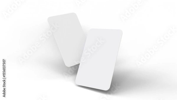Fototapeta Plastic credit card vertical mockup. Atm empty debit payment. Debit card mock up on isolated background. Business card mock up with front and back. Empty mockup for presentation.