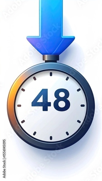 Fototapeta 48 Hours Countdown Timer with Blue Arrow, and Deadline.