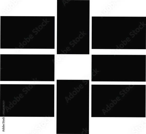 Fototapeta Dimensions 16x9 trendy bento grid layout style brick templates. Web comic grids with right angles. Different panel layouts with and brutal shapes tiles of different sizes Vector illustration.