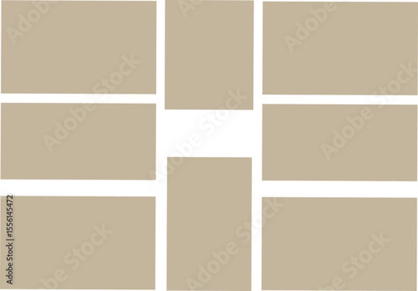 Fototapeta Dimensions trendy bento grid layout style brick  templates. Web comic grids with right angles. Different panel layouts with and brutal shapes tiles of different sizes, Vector-EPS 10
