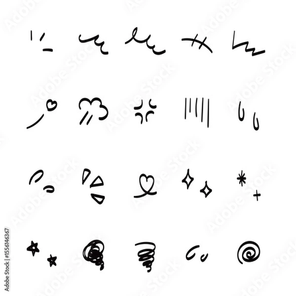 Obraz シンプルな手描き感情のセット
