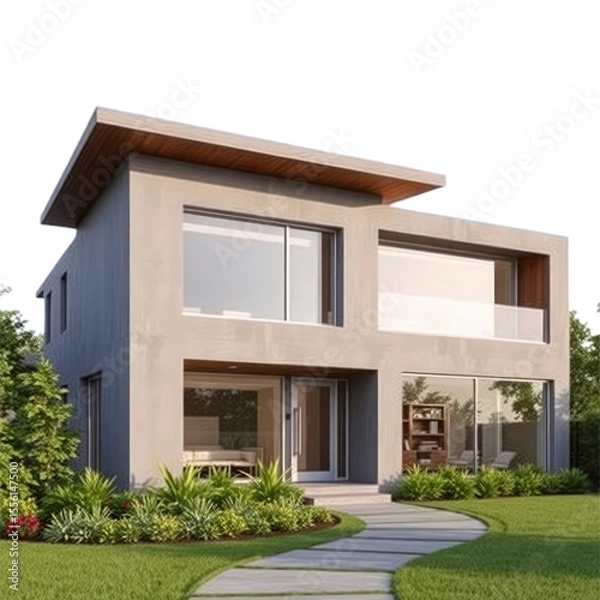 Fototapeta modern house with transparent background PNG and JPEG image