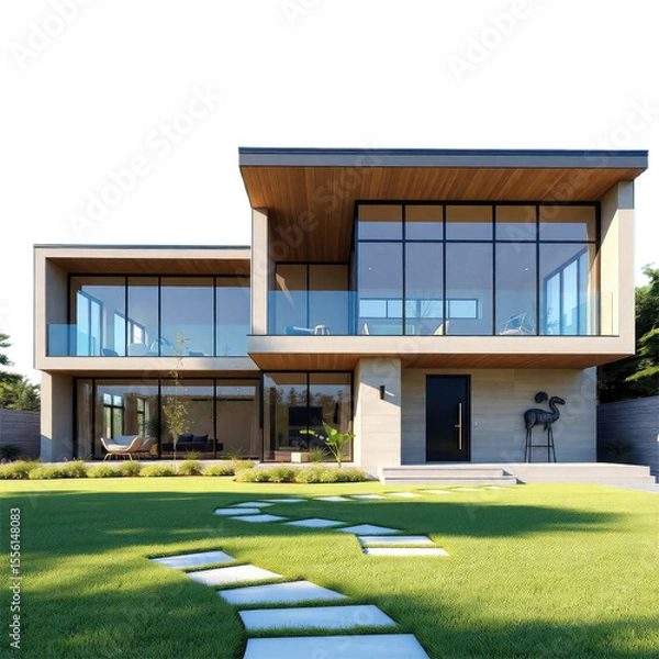 Fototapeta modern house with transparent background PNG and JPEG image