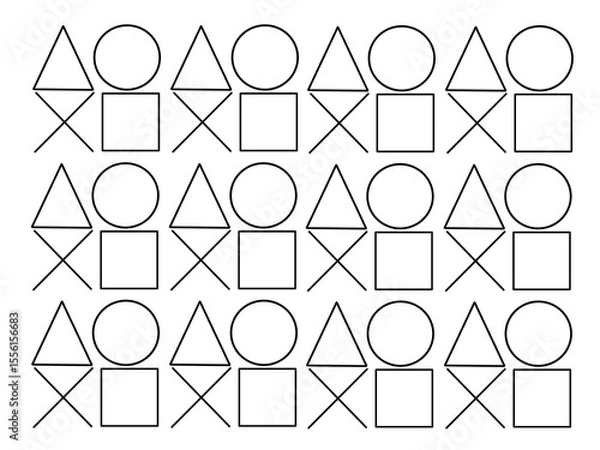 Fototapeta abstract illustration of repeating patterns of triangles, circles, crosses, and squares 