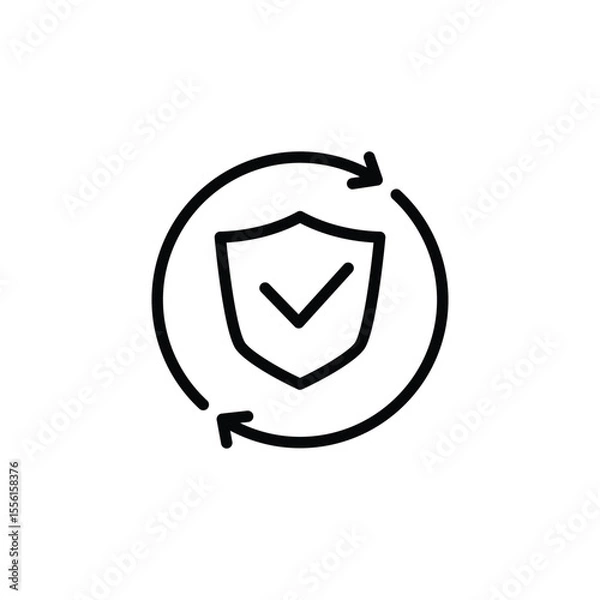 Obraz shield and recycle outline icon symbol vector design good for web or mobile app