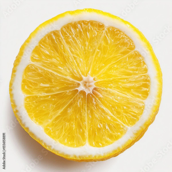Fototapeta Isolated lemon slice on a white background,