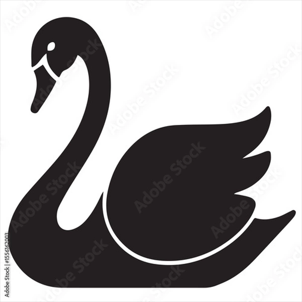 Fototapeta Minimal Swan Logo Design, Silhouette Style Vector Graphic, Elegant and Modern Minimalist Swan Icon for Branding, Wedding Invitations, Luxury Products, Nature-Inspired, and Animal Logos
