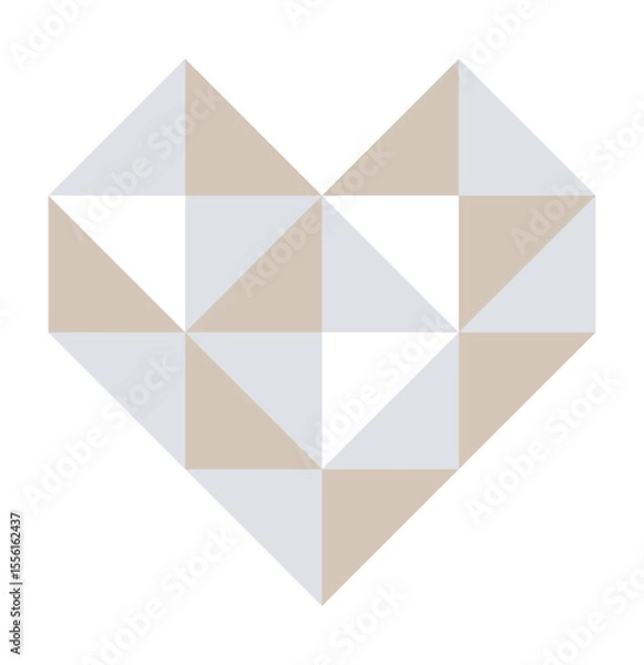 Fototapeta Geometric heart of triangles. Polygonal heart shape template. Coloring pages, puzzles, holidays.  Vector illustration.