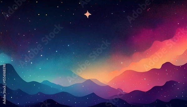 Fototapeta Colorful Abstract Galaxy with Glowing Stars