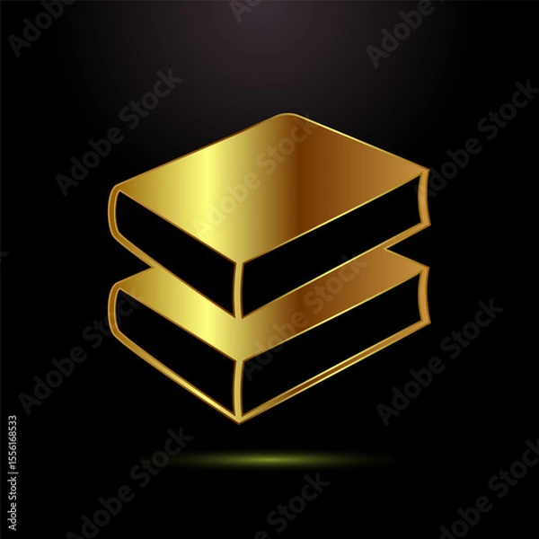 Fototapeta Book icon design illustration, Book sign symbol for apps and websites in gold color style