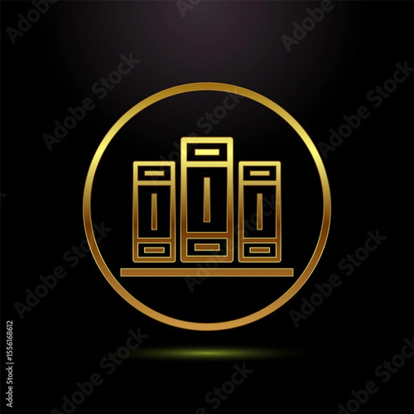 Fototapeta Book icon design illustration, Book sign symbol for apps and websites in gold color style
