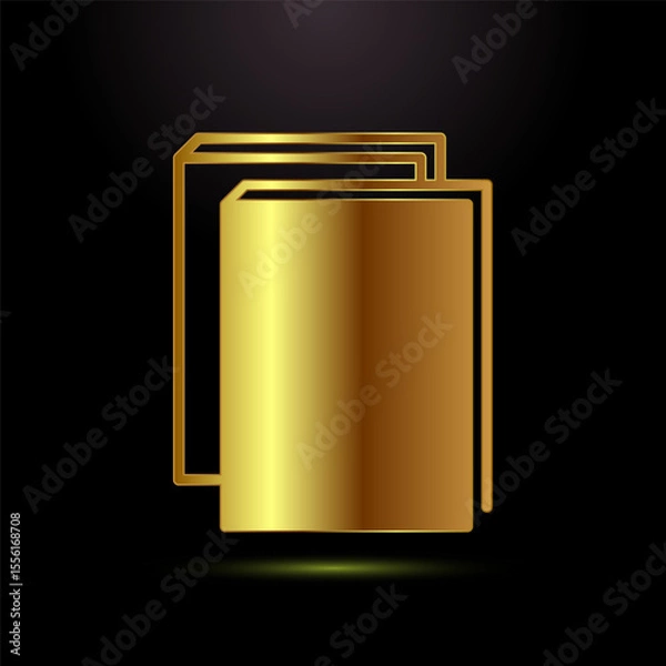 Fototapeta Book icon design illustration, Book sign symbol for apps and websites in gold color style