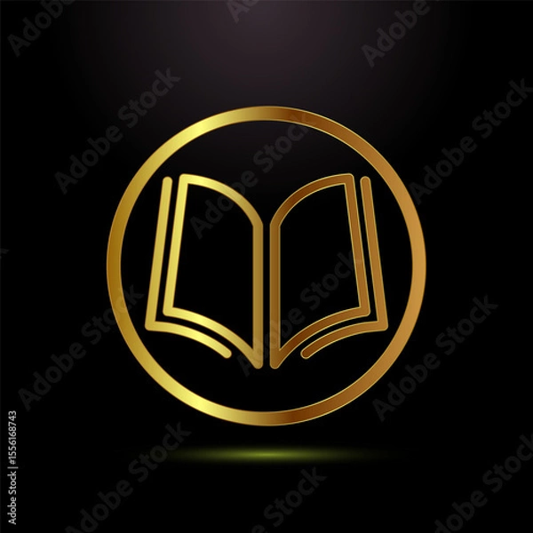 Fototapeta Book icon design illustration, Book sign symbol for apps and websites in gold color style