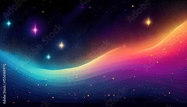 Fototapeta Colorful Abstract Galaxy with Glowing Stars