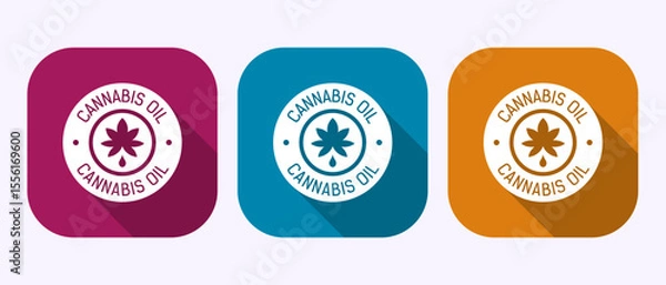 Fototapeta Cannabis oil icon design illustration. Marijuana oil icon, CBD cannabidiol sign symbol in shadow button design
