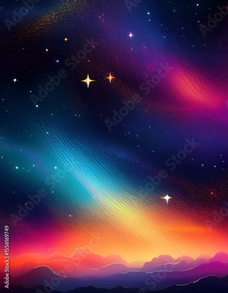 Fototapeta Colorful Abstract Galaxy with Glowing Stars
