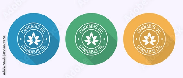 Fototapeta Cannabis oil icon design illustration. Marijuana oil icon, CBD cannabidiol sign symbol in shadow button design