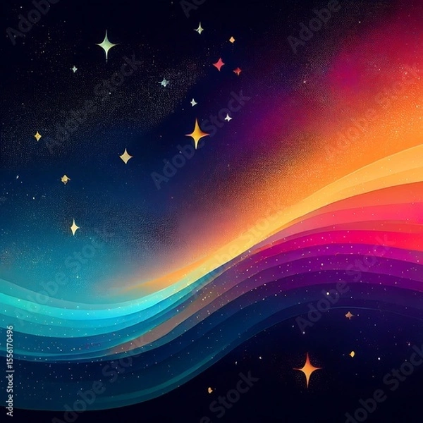 Fototapeta Colorful Abstract Galaxy with Glowing Stars