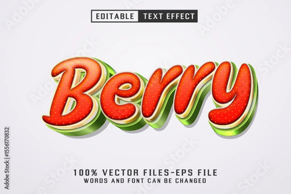 Fototapeta Berry 3d Text - Editable Text Effect