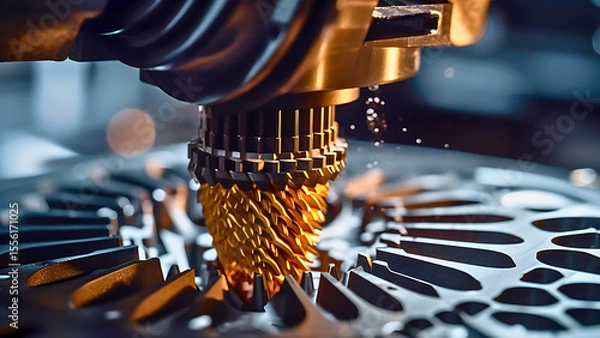 Fototapeta Close-up of 3D Printer Stepper Motor in Action – Additive Manufacturing Precision | Generative AI