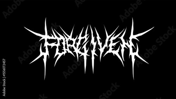 Fototapeta Forgiven typography vector in Spiky, aggressive metal gothic style, ideal for band logos, t-shirts, and dark stickers or posters