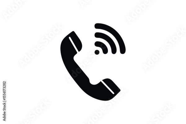 Obraz Wireless Phone Icon: Modern, Minimalist Black Silhouette, Communication Concept, Digital Connectivity, Instant Messaging Symbol.
