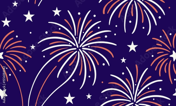 Obraz Seamless 4th of July pattern featuring glowing