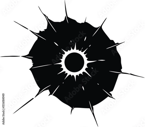 Fototapeta flat-bullet-hole-silhouette-with-cracks-radiating-_processed.eps