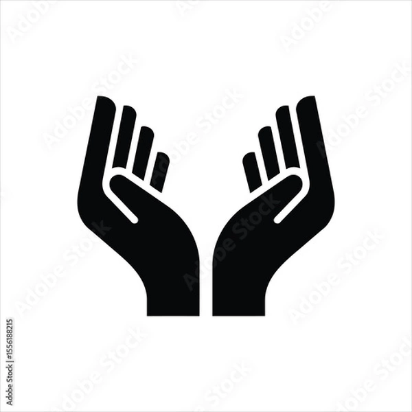Fototapeta Open Hands Silhouette Icon – Vector Symbol of Care and Protection	