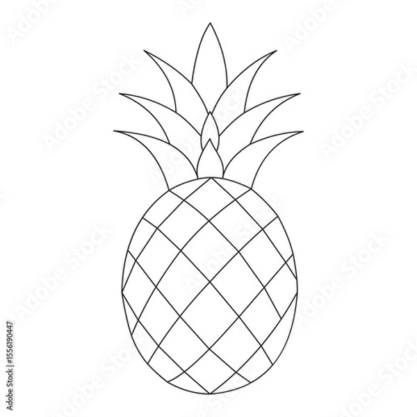 Fototapeta Black and White Outline of a Pineapple Icon for Design Projects