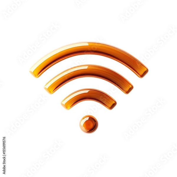 Obraz PNG Amber Wifi Symbol 3D Rendered Wireless Network Icon against transparent Background
