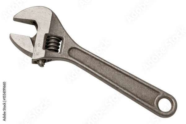 Fototapeta Chrome adjustable wrench isolated on transparent background, ideal for various maintenance and repair tasks