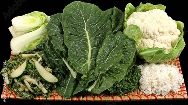 Obraz Fresh vegetables in a woven basket, a vibrant display of natural abundance and healthy living