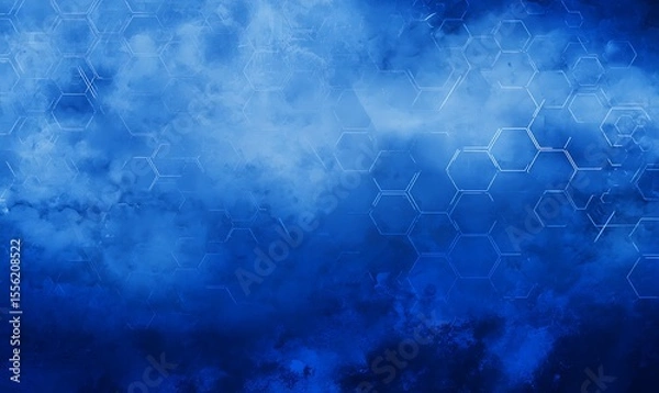 Fototapeta Hexagonal pattern over abstract blue background