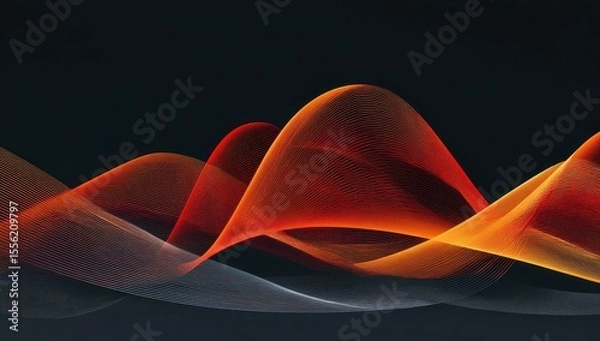 Fototapeta Abstract, flowing, fiery lines against a dark background