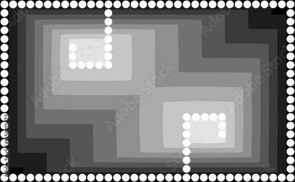 Fototapeta Double Fibonacci sequence spiral in white circles and grey parallelograms design